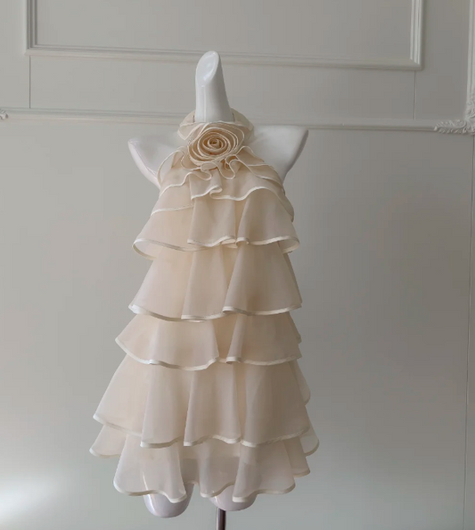 Pretty Homecoming Dress Halter Rose Tiered Birthday Party Dress Cocktail Dress cc5781