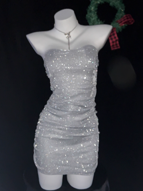 Simple Strapless Silver Sheath Short Homecoming Dress Cocktail Dress cc3279