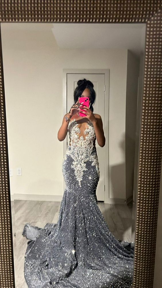 Sparkly Mermaid Long Prom Dress,Glam Dress,Pageant Dress cc978