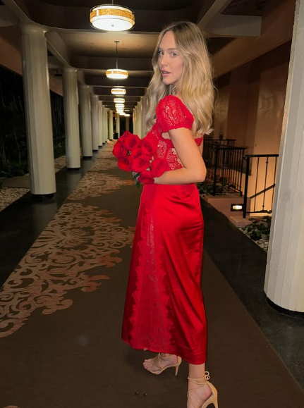 Charming Red Lace Satin Long Party Dress Formal Prom Evening Gown cc2313
