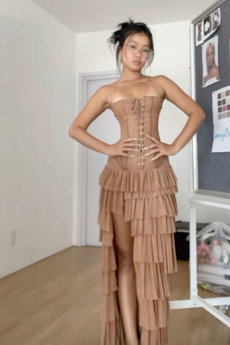 Vintage Layered Chiffon Long Prom Evening Dress cc2234