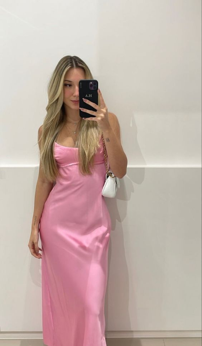 Sexy Sheath Long Straps Light Pink Prom Dresses cc1362