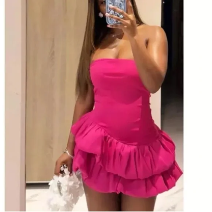 Sexy Hot Pink Strapless Satin Short Birthday Dress Homecoming Dress  cc2130