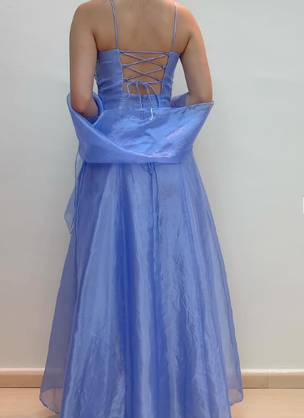 Charming Straps Lilac Organza Party Evening Dress A Line Prom Dress cc2147