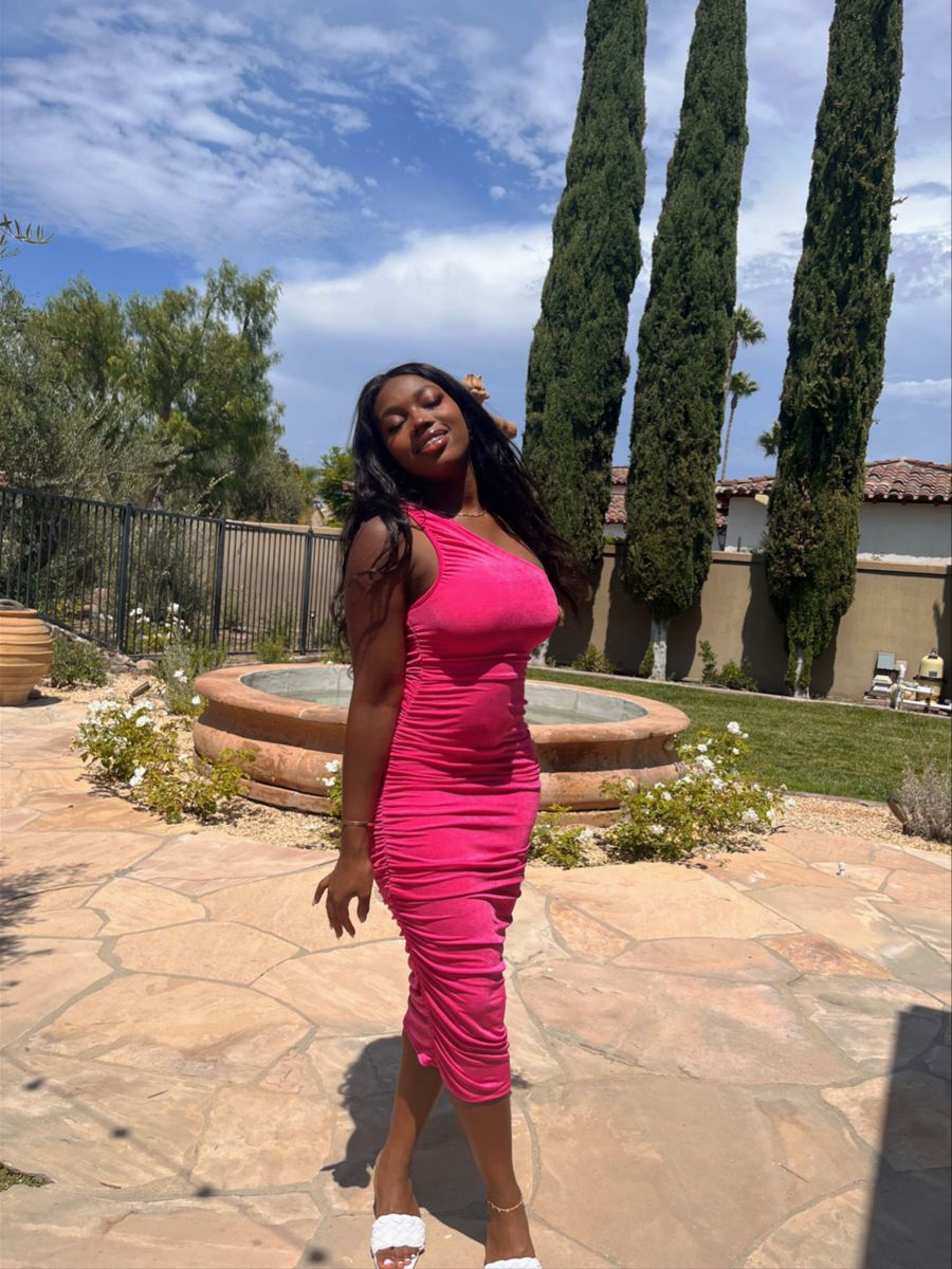 Sexy Ruched One Shoulder Party Dress,21th Birthday Outfit cc812