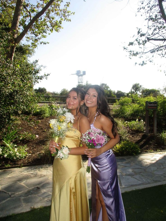 Simple Spaghetti Straps Slit Mermaid Evening Dress Yellow Prom Dress cc1909