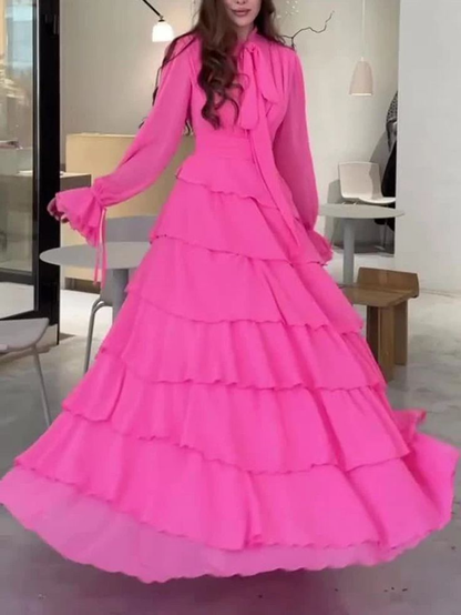 Stylish Hot Pink Chiffon Layered Evening Dress Formal Party Prom Dress  cc1671