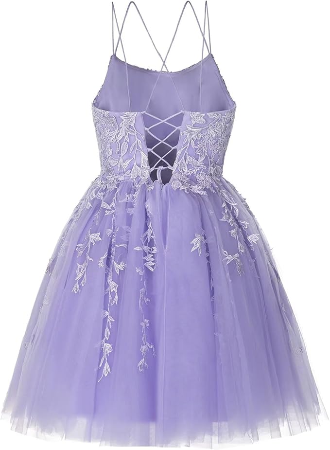 Pretty short A-line yellow homecoming dress with spaghetti straps c2658