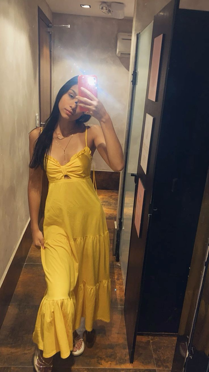 Cute Yellow Spaghetti Straps Prom Dress A Line Party Evening Gown cc2256