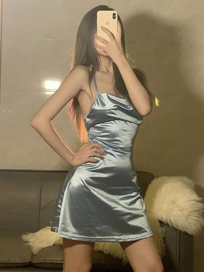 Sexy Backless Light Blue Short Party Evening Dress cc2079