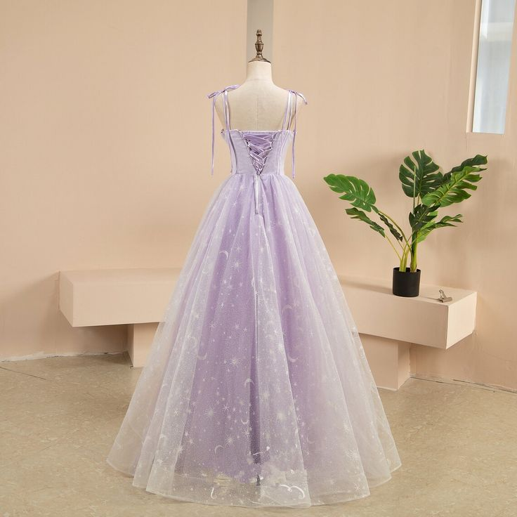 A-line Lavender Tulle Sweetheart Prom Dress,Fairy Dress  cc971