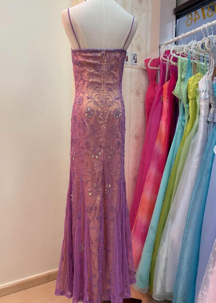 Gorgeous Spaghetti Straps Tulle Beaded Mermaid Evening Dress,Long Party Prom Dress cc2611