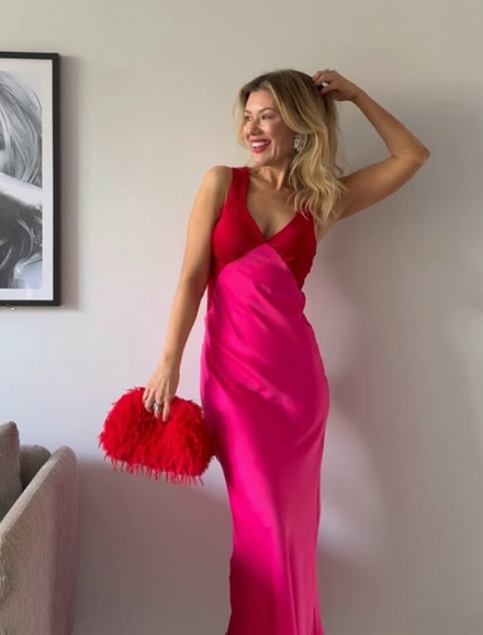 Chic Splicing V Neck Sheath Long Prom Evening Dress cc2214