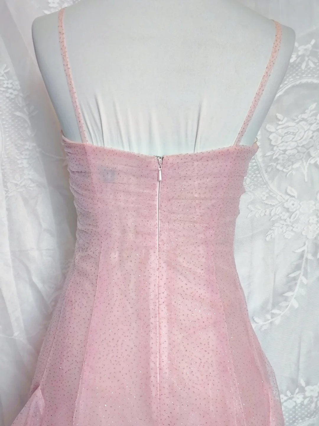 Glitter Pink Tulle Sequins A Line Short Party Dress Homecoming Dress cc3308
