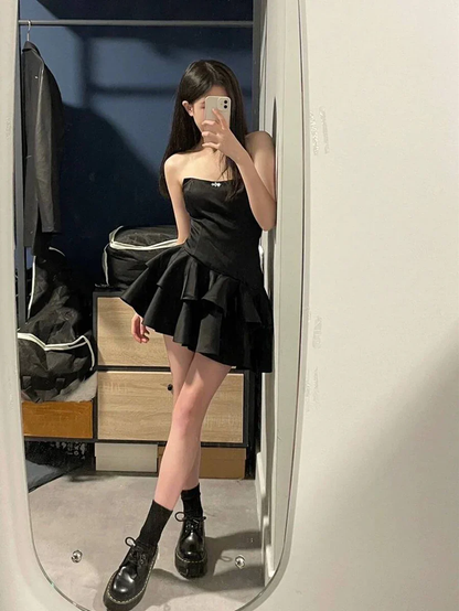 Sexy Black Irregular Puffy Short Homecoming Dress cc3052