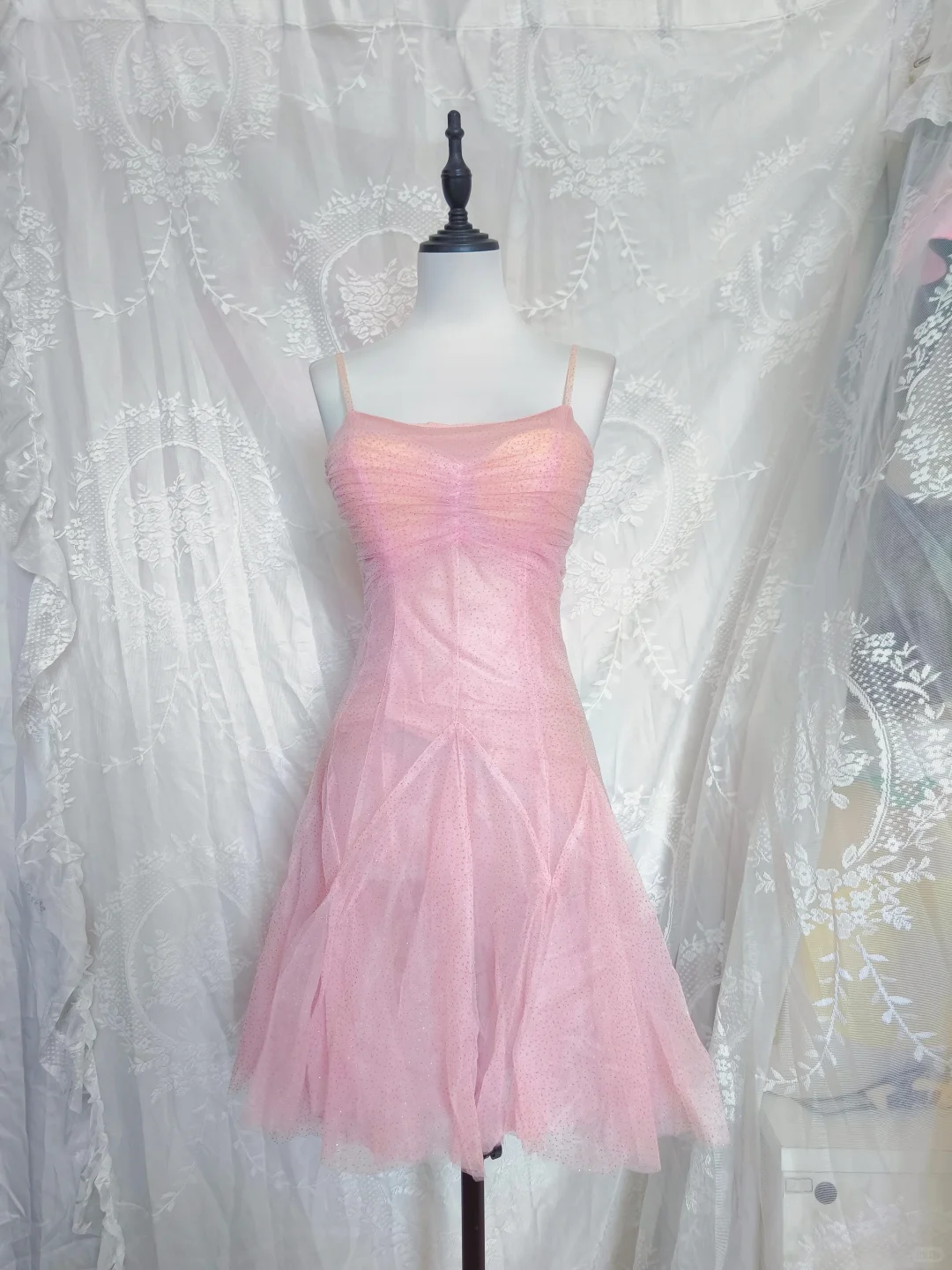Glitter Pink Tulle Sequins A Line Short Party Dress Homecoming Dress cc3308