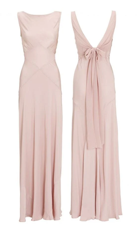 Light Pink Chiffon Long Party Prom Dress Backless Evening Gown cc2278