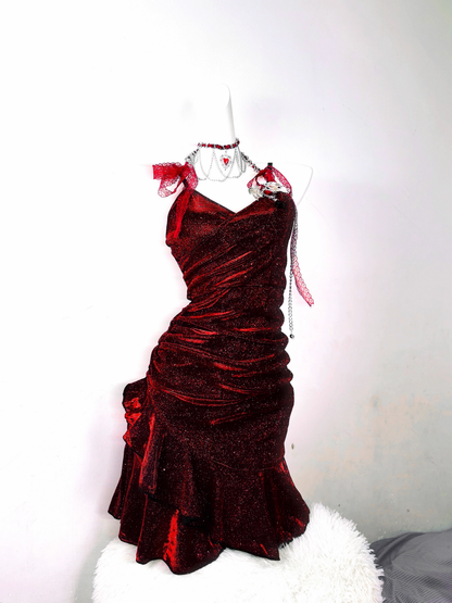 Glitter Spaghetti Straps Burgundy Ruffle Short Birthday Outfits Cocktail Dress Formal Homecoming Dress cc3226