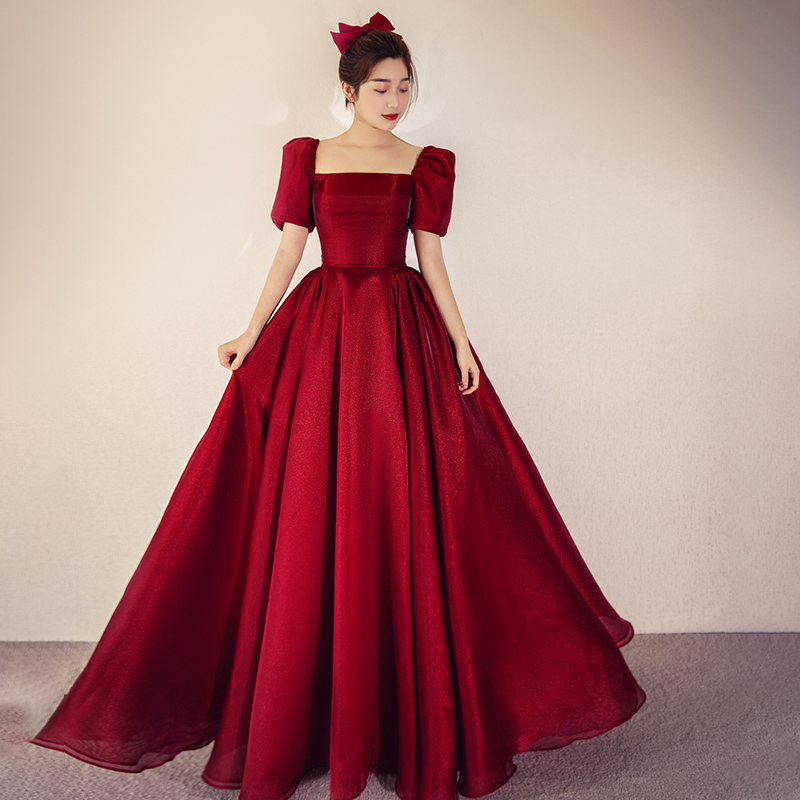 Red Satin Long Prom Dress Red Evening Dress cc932