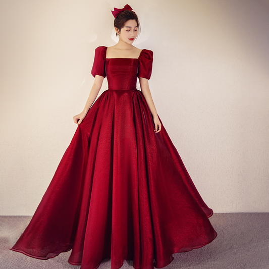 Red Satin Long Prom Dress Red Evening Dress cc932