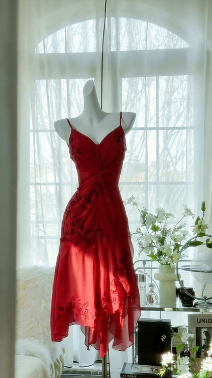 Fashion Spaghetti Straps Appliques Beaded Green Chiffon Homecoming Dress Graduation Dress cc3036