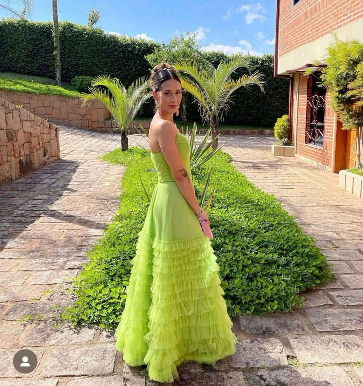 Strapless Green Satin Tulle Pleated Long Prom Dress Formal A Line Evening Dress cc1559