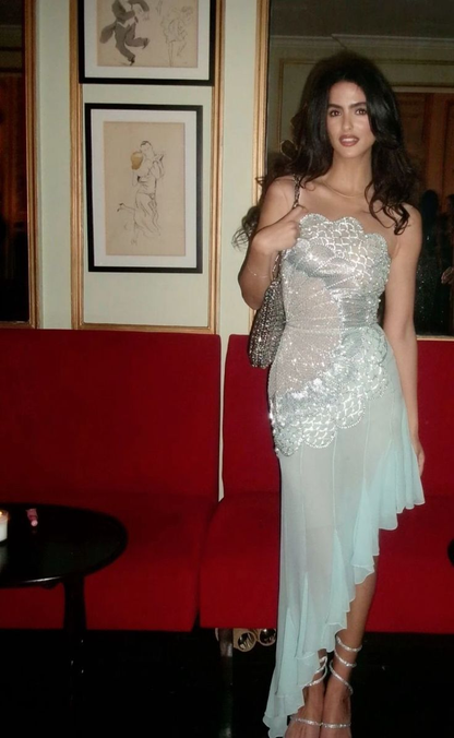 Elegant Mermaid Strapless Chiffon Light Blue Prom Dress Formal Evening Dress cc2519