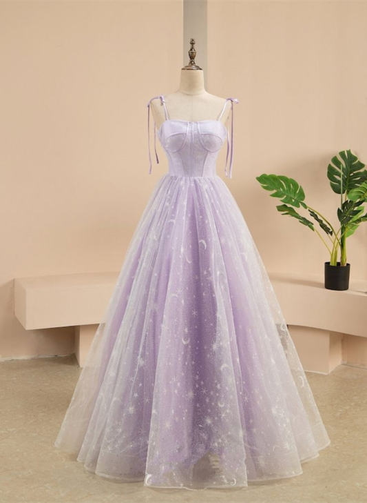 A-line Lavender Tulle Sweetheart Prom Dress,Fairy Dress  cc971