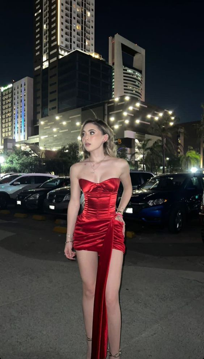 Pretty Satin Velvet Red Sheath Homecoming Dress Birthday Dress cc1869
