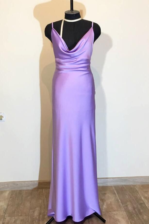 Lavender Column Long Formal Evening Dress cc659