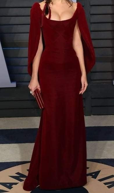 Vintage Burgundy Mermaid Long Prom Evening Dress Formal Party Gown cc2255
