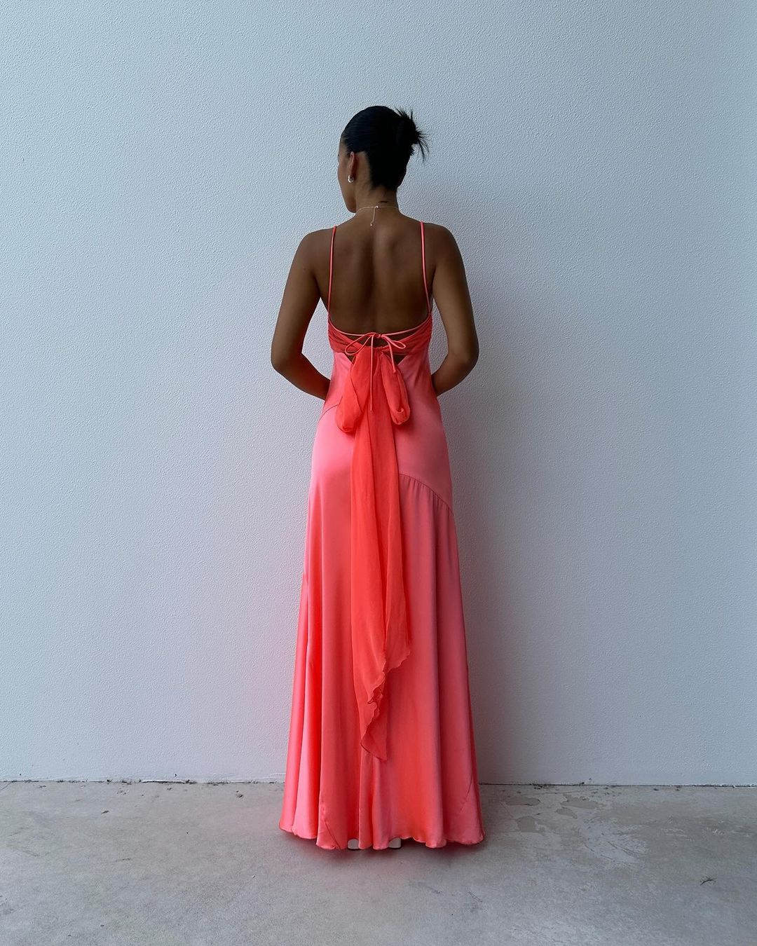 Simple Peach A Line Long Prom Dress Formal Party Dress With Side Slit cc3034