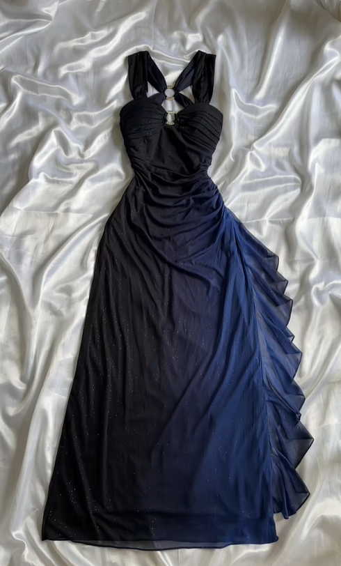 Sexy Ombre Navy Blue Long Prom Dress Party Evening Gown  cc1390