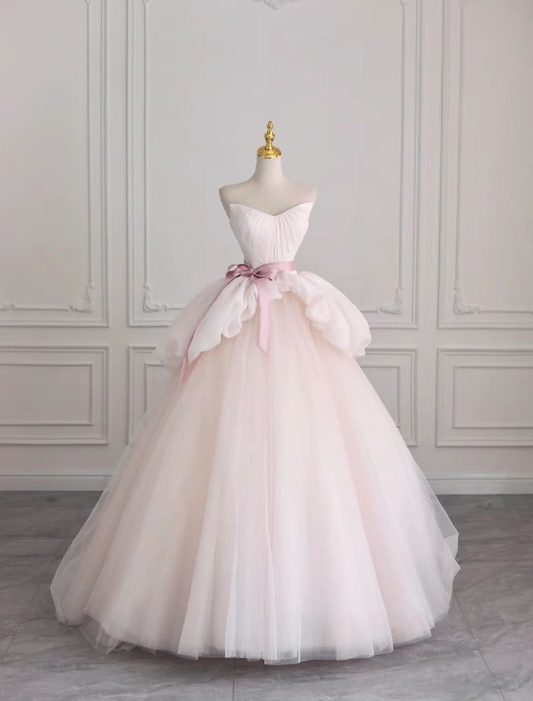 Sweet Light Pink Tulle A Line Ball Gown Elegant Prom Dress Birthday Dress cc1638