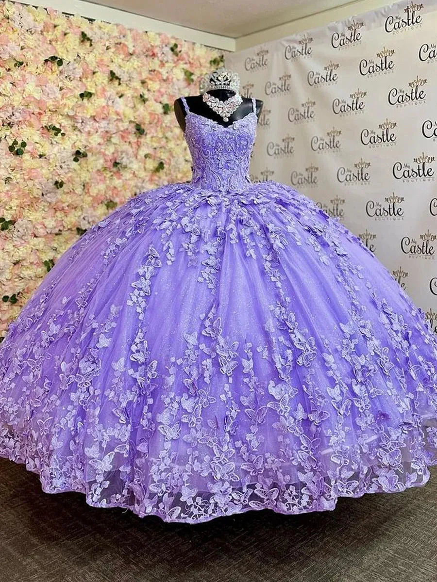 Purple princess ball gown quinceanera dress sweet 16 dress butterflies quinceanera dress cc421