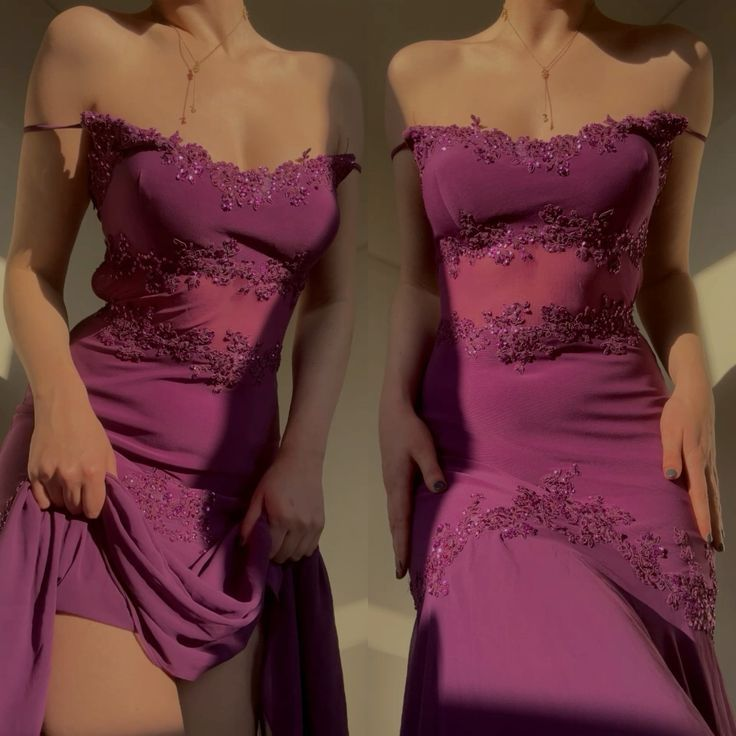 Newest Plum Purple Spaghetti Straps Prom Dress Spaghetti Straps Chiffon Appliques Party Evening Gown cc1600
