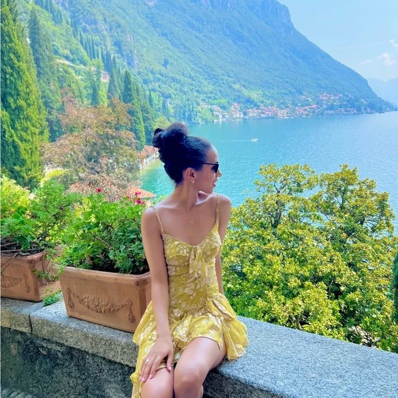 Unique Spaghetti Straps Lemon Yellow Tiered Long Prom Dress Sexy Party Evening Gown cc1495