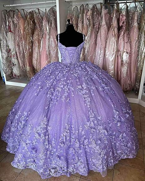 Purple princess ball gown quinceanera dress sweet 16 dress butterflies quinceanera dress cc421