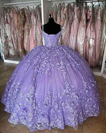 Purple princess ball gown quinceanera dress sweet 16 dress butterflies quinceanera dress cc421