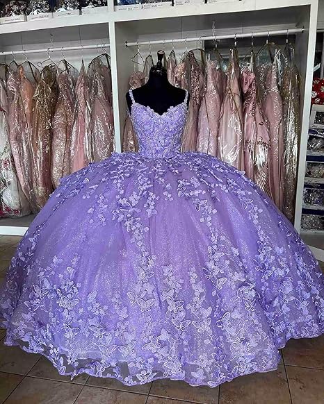 Purple princess ball gown quinceanera dress sweet 16 dress butterflies – CherryPromDress