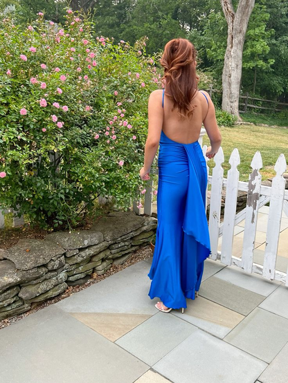 Elegant Royal Blue Mermaid Prom Dress,Backless Evening Dress  cc1328