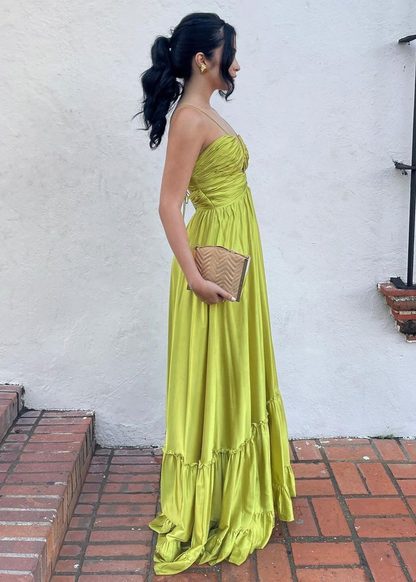 Chic Green Halter A Line Party Prom Dress cc2560