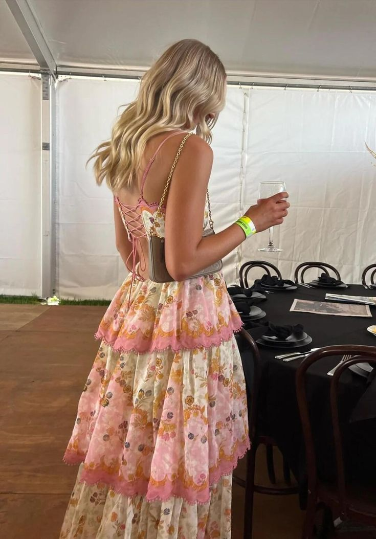 Sweet Spaghetti Straps Tiered Print A-Line Prom Dress Long Prom Evening Dress cc1534