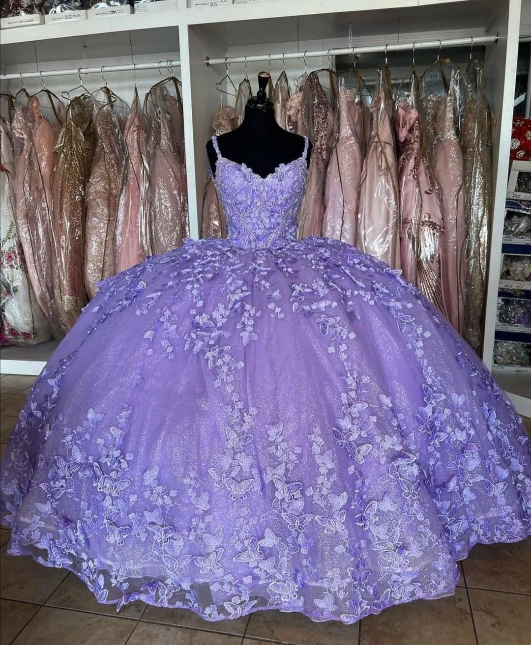 Purple princess ball gown quinceanera dress sweet 16 dress butterflies quinceanera dress cc421