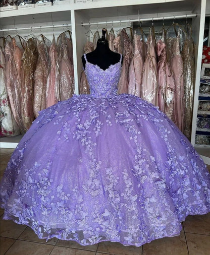 Purple princess ball gown quinceanera dress sweet 16 dress butterflies quinceanera dress cc421
