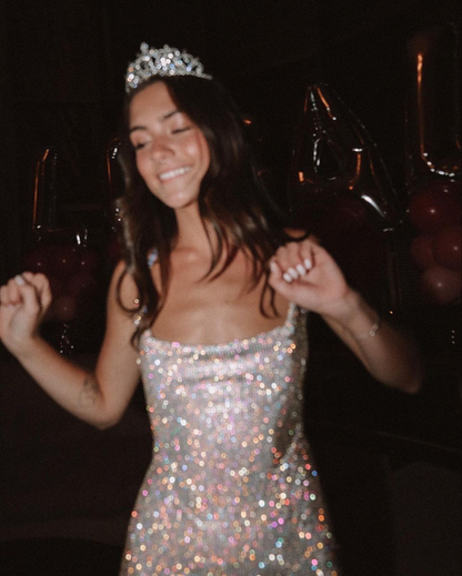 Gorgeous Silver Sequin Short Cocktail Dress Formal Graduation Homecoming Dress cc3483