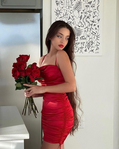 Sexy Red Spaghetti Straps Birthday Dresses Bodycon Homecoming Dress cc1866