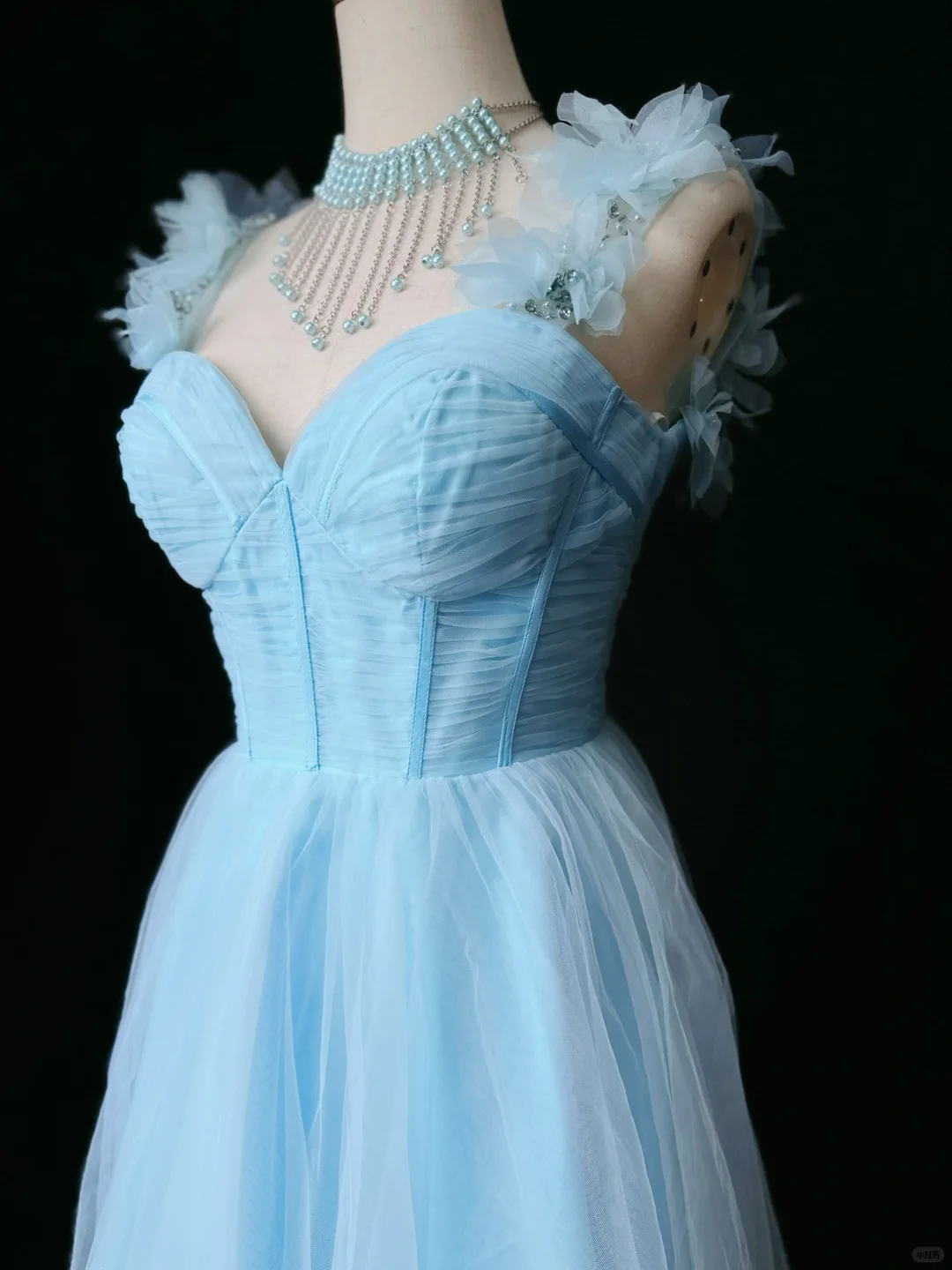 Elegant Blue A Line Tulle Beaded Homecoming Dress Mini Birthday Outfits cc3116