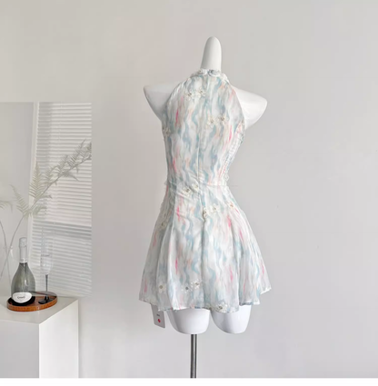 Jasmine Green Summer Sweet Slim Waist Design Short Dress cc3060