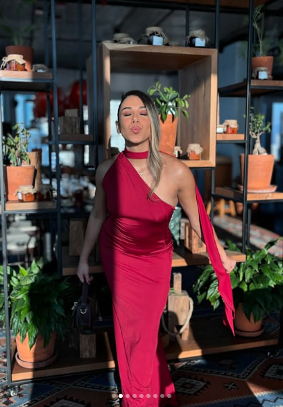 Burgundy One Shoulder Satin Long Party Evening Dress cc2673